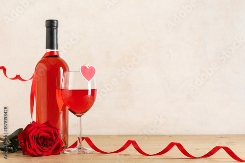 Bottle of wine with glass, ...