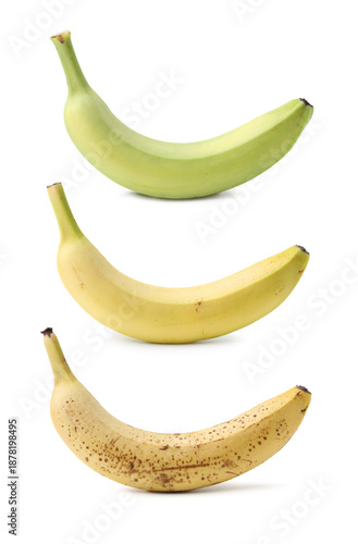 Comparison of fresh and overripe bananas isolated on white, collage © New Africa