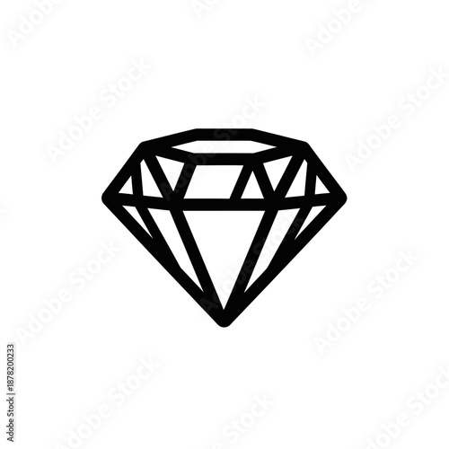 Simple black and white illustration of a diamond gemstone.