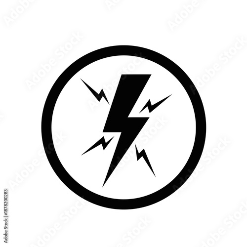 Black lightning bolt icon within a circular border.