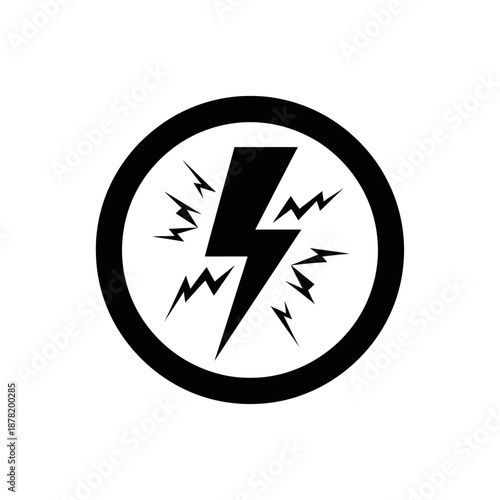 Black lightning bolt icon within a circle symbolizing energy and power.