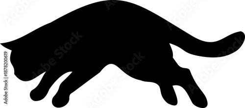Cat silhouette illustrated leaping upward with focused body alignment.