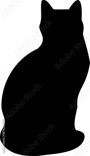 Cat silhouette depicted sitting while facing away from the viewer.