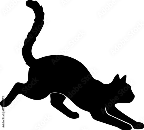 Cat silhouette shown reacting with defensive body positioning.