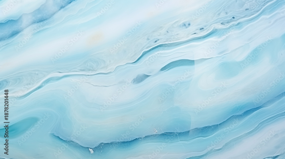 Fototapeta premium Stunning aqua onyx marble surface with flowing patterns and soft hues creates serene and calming atmosphere