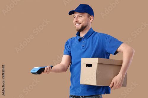 Male courier with payment t...