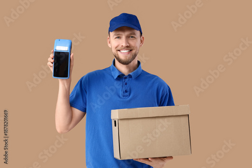 Male courier with payment t...