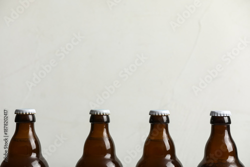 Many bottles of cold beer o...