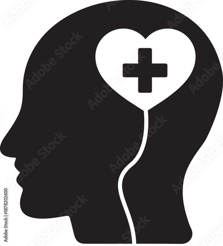 Healthcare and Mental Health Silhouette Icon