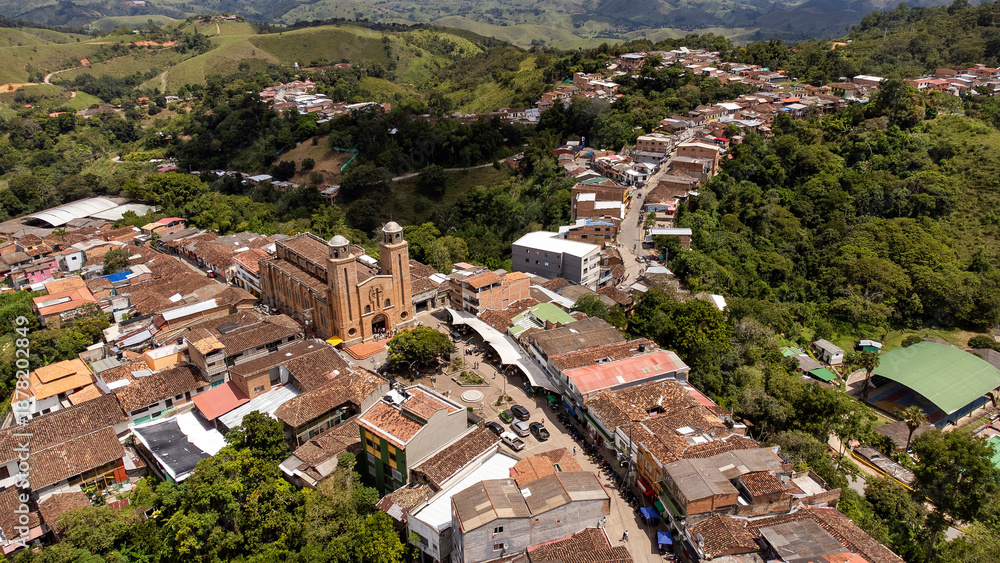 Fototapeta premium Yali, Antioquia, Colombia. October 19, 2025. Municipality surrounded by mountains, with 8,152 inhabitants.