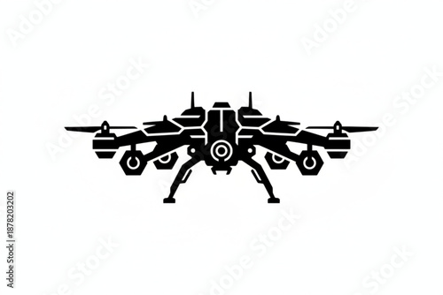 Precision Flight: A detailed silhouette of a drone, embodying technological advancement, with focus on precision and unmanned flight.