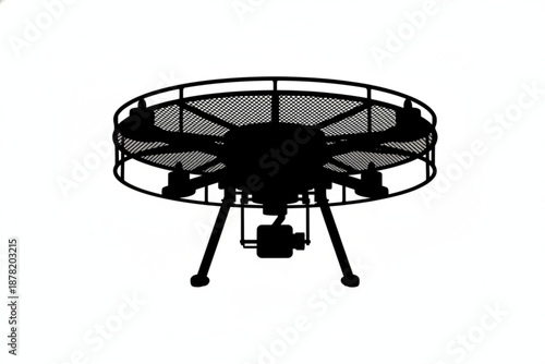 Drone Aerial View: A silhouette of a drone captures a low angle shot, highlighting its intricate design and modern technology