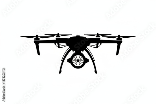 Drone silhouette: A sleek, modern drone, rendered in silhouette, showcasing its intricate design and advanced technology. Capturing the essence of aerial innovation and futuristic vision.