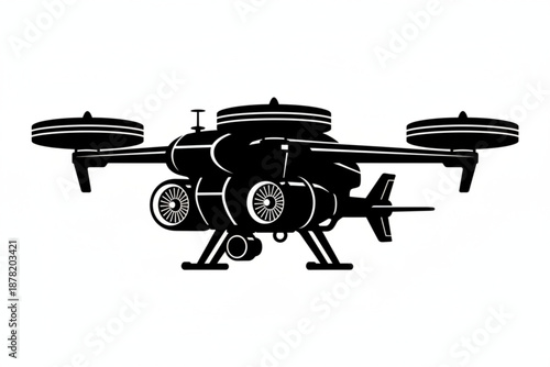 Drone technology: A sleek drone, a marvel of modern technology, is captured in silhouette.