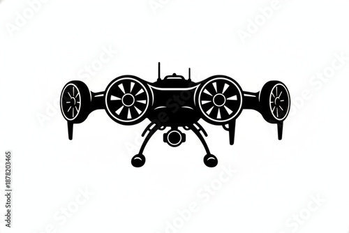 Drone Silhouette: A modern drone with symmetrical design, capturing the essence of aerial technology.