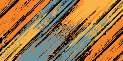 Orange, black and blue abstract background with grunge brush strokes. texture for poster and web banner design. eps 10