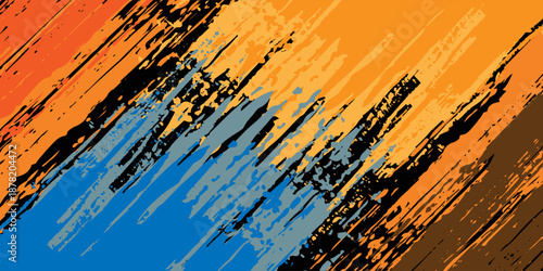 Orange, black and blue abstract background with grunge brush strokes. texture for poster and web banner design. eps 10