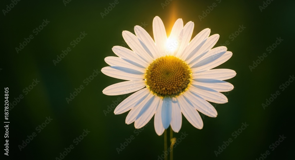 Obraz premium Macro of Backlit Oxeye Daisy with Glowing Center at Sunset