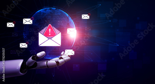 Quadro em tela An AI assistant detects a critical cybersecurity threat, identifying a phishing email in the inbox