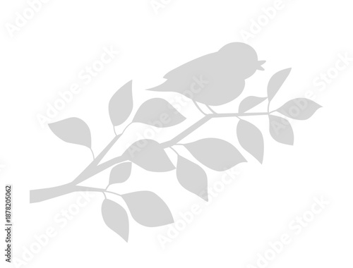 木の枝にとまった小鳥のシルエットのイラスト