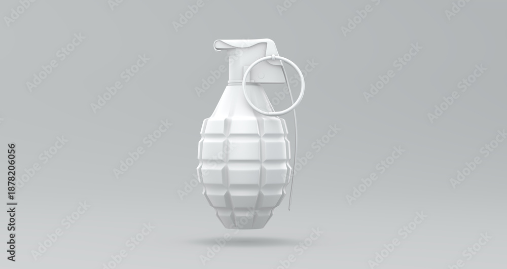 Fototapeta premium 3D Monochrome Pineapple Grenade on Grey Background