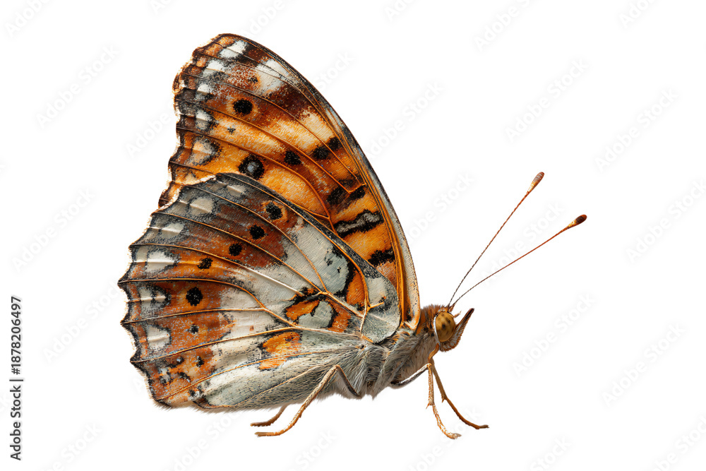 Obraz premium Close-up of Vibrant Butterfly on White Background
