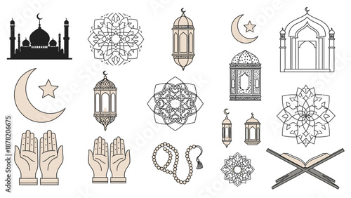Islamic Symbols and Icons Collection Illustration 1.