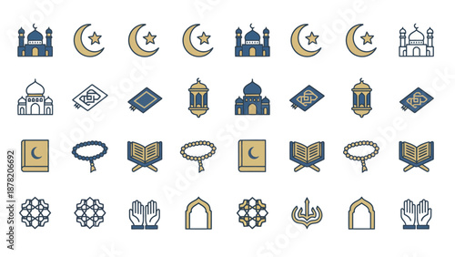 Islamic Symbols and Icons Set Collection.