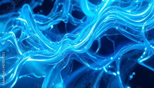 Transparent blue neon glowing