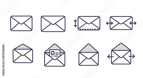 Modern vector email envelope icons, digital mail and message symbols