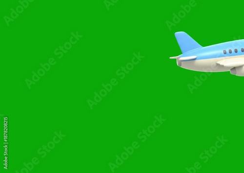 Cartoon Jet Plane Animation Looping - Chubby Plastic Toy Style Isolated on Chroma Key