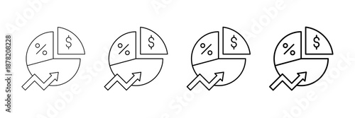 Market Penetration Icons Vector Set In Different Stroke Line Style