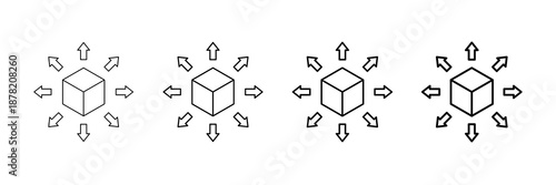 Allocation Box Icons Vector Set In Different Stroke Line Style