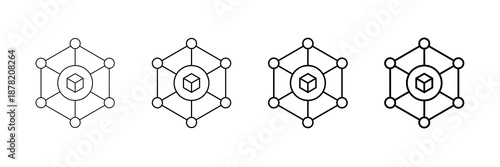 Distribution Grid Icons Vector Set In Different Stroke Line Style