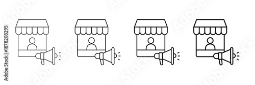 Market Influence Icons Vector Set In Different Stroke Line Style