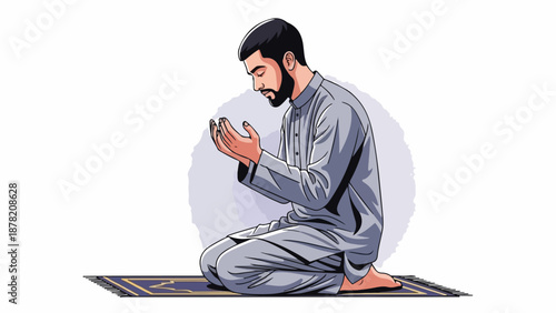 A man in prayer on a mat