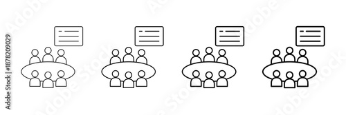 Class Discussion Icons Vector Set In Different Stroke Line Style