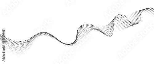 Flowing Dot Wave halftone gradient pattern on transparent background	
