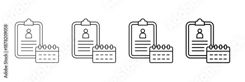 Curriculum Planning Icons Vector Set In Different Stroke Line Style