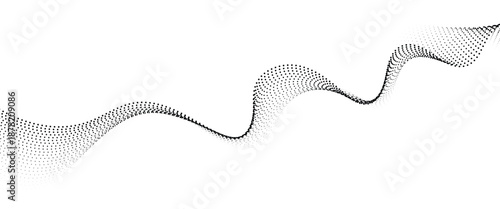 Flowing Dot Wave halftone gradient pattern on transparent background	
