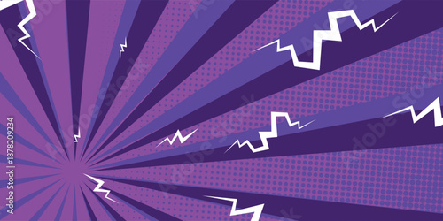 Versus comic frame. Background of pop art comics with lightning effect. Purple Purple VS banner. Illustration of vectors