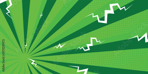 Versus comic frame. Background of pop art comics with lightning effect. Blue Green VS banner. Illustration of vectors