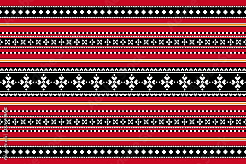 Ethnic Sadu Textile Pattern Vector with Geometric Ornament