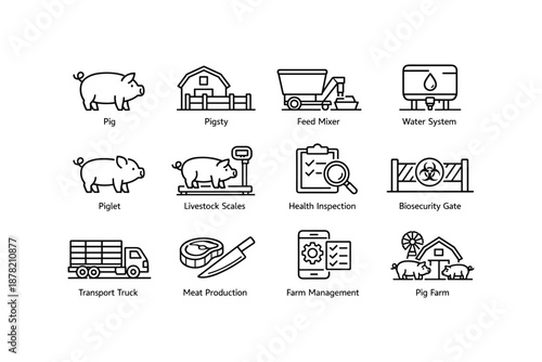 Pig farm elements: livestock, biosecurity, and farm management