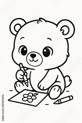 cute teddy bear drawing happily