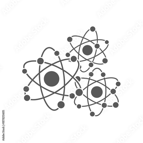 Gray atom diagrams with electrons for scientific and educational purposes. Suitable for physics, chemistry, and sciencerelated designs and projects.