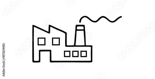 Manufacturing industry factory building smoke chimney outline icon illustration