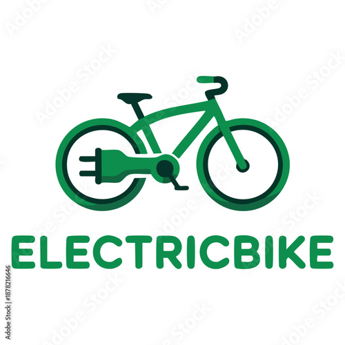 Vector logo template electric bike featuring plug symbol ideal for technology energy transport eco riding branding and innovative bicycle related identity design