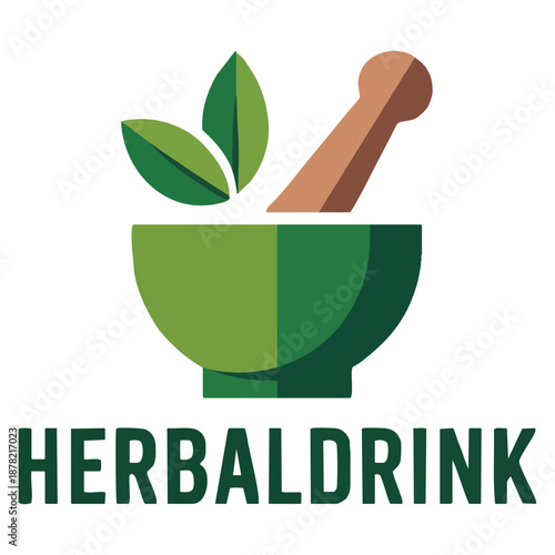 Vector logo template herbal drink using leaf symbol suitable for healthy natural beverage concepts organic branding and wellness inspired clean design identity
