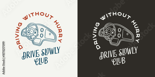 Vintage Car Steering Wheel Illustration.